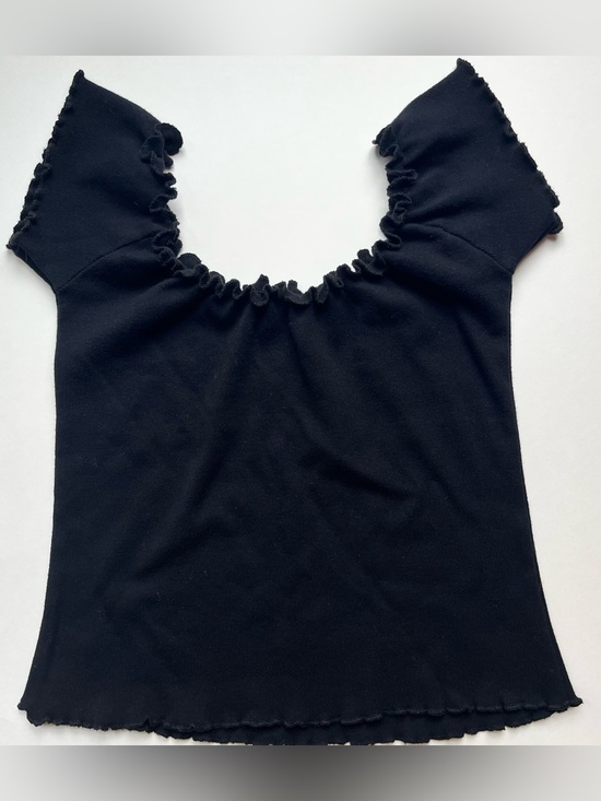 J. Galt Tops - Brandy Melville - J. Galt, Black Ruffled Women's Crop Top, One Size